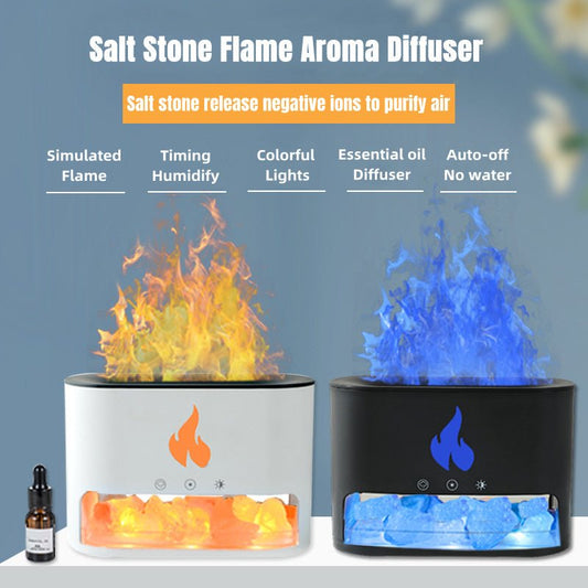 Flame Aromatherapy Humidifier with Crystal Salt & 3D Light - Rarvelle